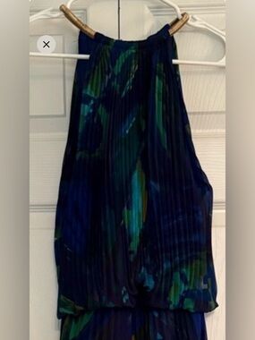 Xscape Blue and Green Maxi Dress